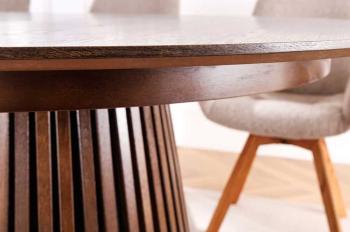 uitschuifbare ronde tafel donkerbruin eiken kleur 120-200 cm