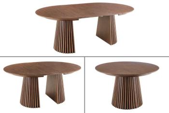 uitschuifbare ronde tafel donkerbruin eiken kleur 120-200 cm