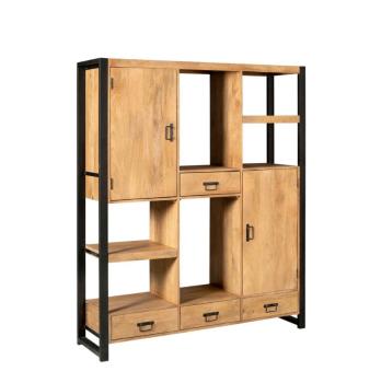 Vakkenkast mangohout metaal 150 cm