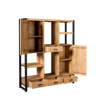 Vakkenkast mangohout metaal 150 cm
