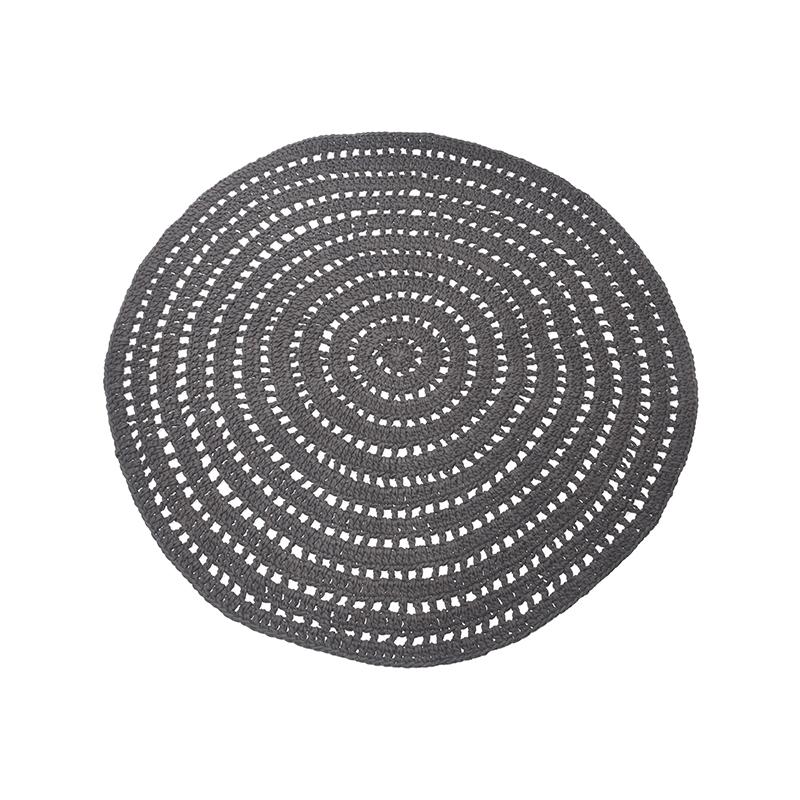  Vloerkleed Knitted - Antraciet - Katoen - 150x150 cm afbeelding 1