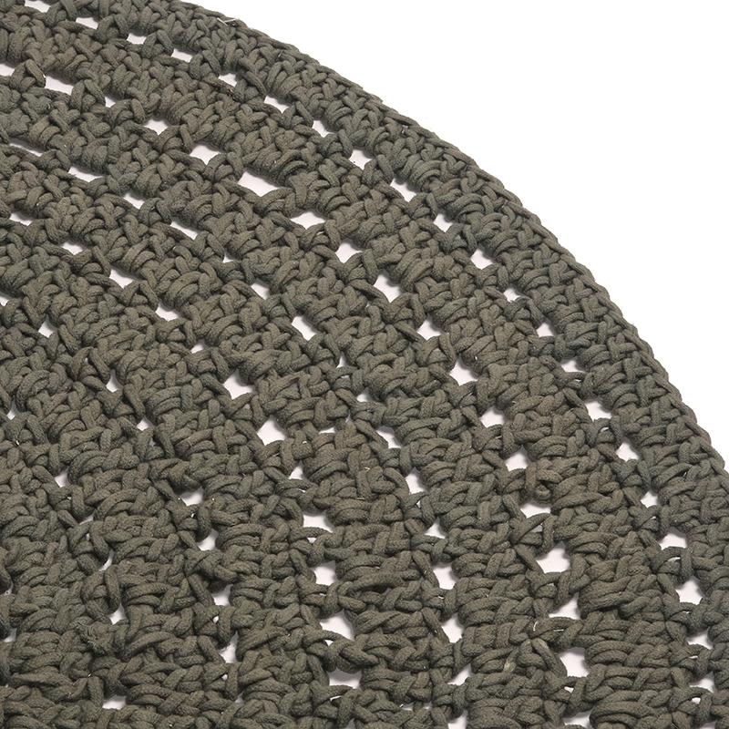  Vloerkleed Knitted - Army green - Katoen - 150x150 cm afbeelding 4