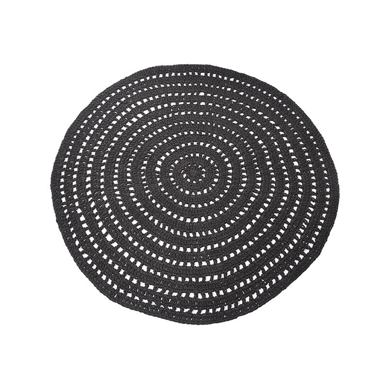  Vloerkleed Knitted - Zwart - Katoen - 150x150 cm afbeelding 1
