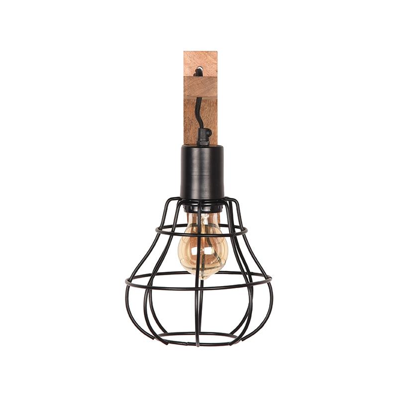  Wandlamp Drop - Zwart - Mangohout afbeelding 4