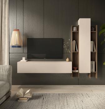 Greeploos wandmeubel cashmere donker eiken