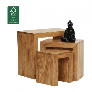 bijzettafel set acacia hout