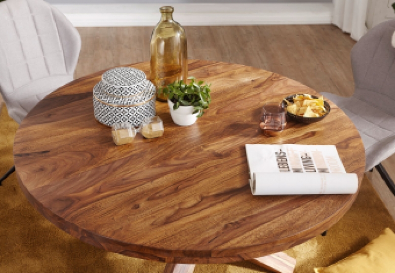 ronde eettafel sheesham hout 120 cm