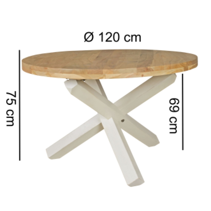 Ronde eettafel acacia wit bruin