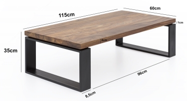 salontafel sheesham zwart frame